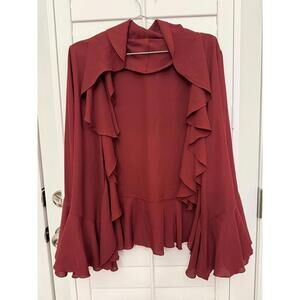 K. Jordan ruffle collar bell sleeve button up top size Large